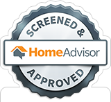 A badge that says, "HomeAdvisor Screened & Approved."
