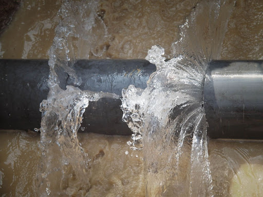 A look at a burst water pipe in someone's home